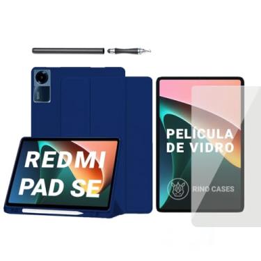 Imagem de Capa Smart Case para Xiaomi Redmi Pad SE 11'' – Magnética, Sleep/Wake, Suporte para Caneta, Tampa Magnética e Suporte Integrado (Azul-marinho, Redmi Pad SE 11'' (Capa + Película + Caneta))