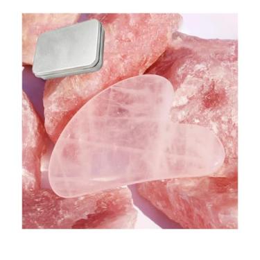 Imagem de Rolo de jade e ferramenta facial Gua Sha | Massagem da pele para rosto corpo olhos pescoço estilo coração com bolsa de viagem | Presente de cuidados com a pele (rosa)