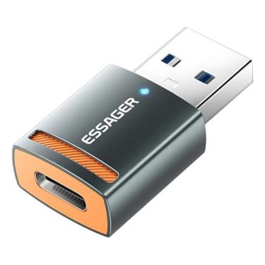 Imagem de Adaptador Essager OTG Tipo-C Fêmea p/USB Macho 5A Cinza
