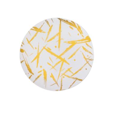 Imagem de PRATO SOBREMESA BRANCO C/ESTAMPA DOURADA