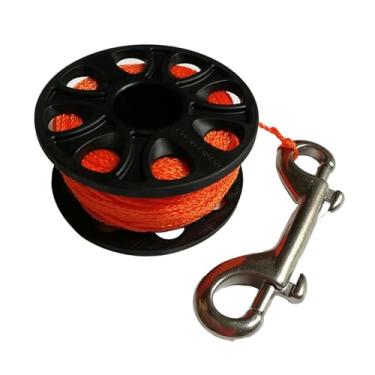 Imagem de UGPLM Carretel de mergulho com parafuso de ponta dupla, equipamento de encaixe, carretel de dedo para esportes subaquáticos, Laranja