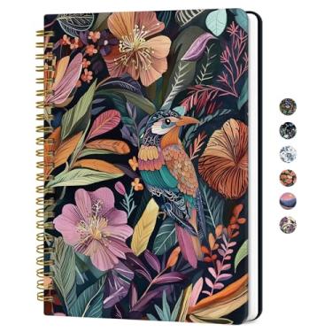 Imagem de Caderno de diário espiral forrado para mulheres, diários pautados pela faculdade A5 para escrever, cadernos de capa dura para trabalho, anotações e material escolar de escritório, 140 páginas