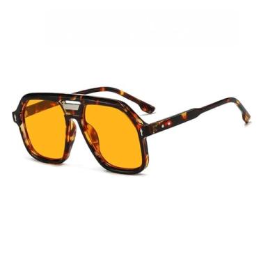 Imagem de Óculos de Sol Oversized com Ponte Dupla, Unissex, Proteção UV400, Ideais para Esportes ao Ar Livre, Corrida e Ciclismo, Cor Laranja Meia-Laranja