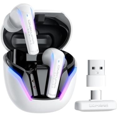 Imagem de Wireless Gaming Earbuds 20ms Ultra-Low Latency, Dual-Mode 2.4GHz + BT5.3 with ENC Mic, USB-C Dongle for PS5/PS4, 3/3S/2, Steam Deck, Switch, PC/Mobile (White)
