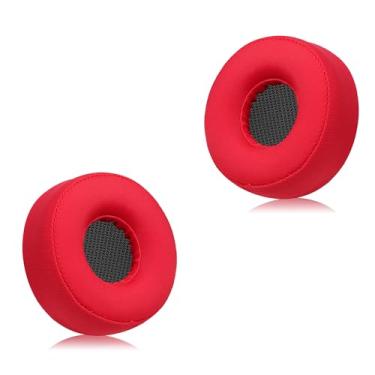 Imagem de Almofadas de reposição Joghaw para fones de ouvido - compatíveis com Sony WH-H800 | Almofadas De Pano De Seda Gelada Espessadas Premium Com Espuma De Memória Macia Para Conforto - Vermelho