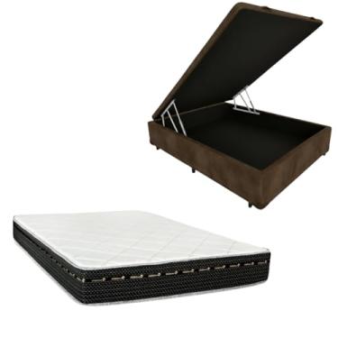 Imagem de Cama Box Baú Blindada com Colchão Eagle Molas Bonnel 22cm (SUEDE MARROM, Casal)