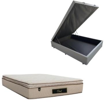 Imagem de Cama Box Baú Blindada com Colchão Cloud Molas Ensacadas C/Pillowtop 32cm (CORINO CINZA, Casal)