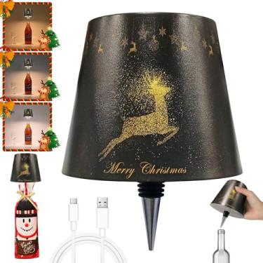 Imagem de Lâmpada de garrafa sem fio - Luzes de Natal para garrafa de vinho com regulação de toque, 3 lâmpadas de mesa de temperaturas de cor, novo abajur de LED recarregável 2025 para uso doméstico, bar