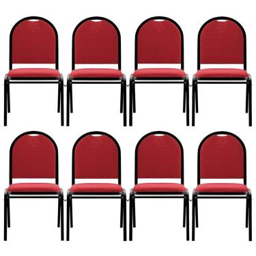 Imagem de Kit 8 Cadeiras Hoteleiras Auditório Empilhável Linho M23 Vermelho - Mpozenato