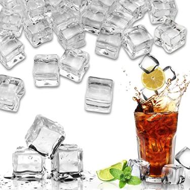 Imagem de LYFJXX Cubos de gelo falsos, cubos de gelo artificiais de 15 mm, 100 peças, enchimentos de vaso de acrílico, diamantes de cristal, dispersão de mesa, lembrancinha de festa, decoração de casamento
