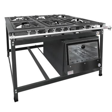 Imagem de Fogão Industrial 6 Bocas 3 Duplas Baixa Pressão Mr Fogões Com Forno P8 Luxo