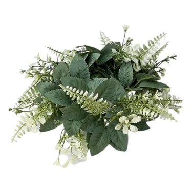 Imagem de Conjunto de 4 peças de guirlanda de eucalipto para exibição de festa de casamento, coroas de velas de vegetação artificial, decoração floral de primavera, outono, velas de pilar
