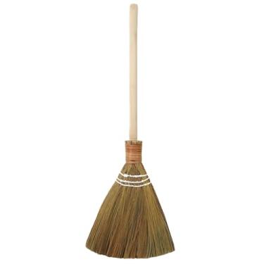 Imagem de Vassoura de grama natural, cerdas macias, 74 cm, vietnamita, cabo de madeira removível leve, limpa cantos de janela de piso interno e externo