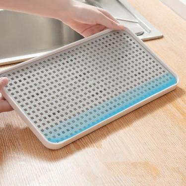 Imagem de Escorredor de pratos de camada dupla, bandeja de drenagem para copos, utensílios com drenagem de água eficiente, economia de espaço, fácil de usar em casa, escritório, restaurante