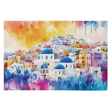 Imagem de Wassud Tapete de porta de casa aquarela 61 x 89 cm, tapete antiderrapante lavável com suporte de borracha, tapete macio e macio para sala de estar, quarto, entrada, entrada