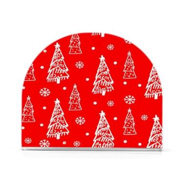 Imagem de Qilmy Bonito suporte de guardanapo de acrílico para árvore de Natal, porta-guardanapos para mesas cozinha restaurante decoração de casa, suporte decorativo moderno para guardanapos de coquetel de