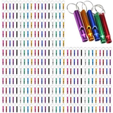 Imagem de Tergy 50-200 peças de apito de emergência com chaveiro, apito de sobrevivência de alumínio, chaveiro para acampamento, caminhada, barco, caça, pesca (200 peças)