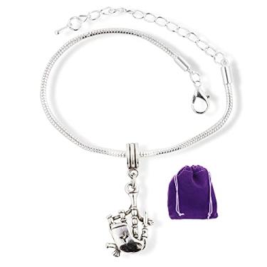 Imagem de Dave The Bunny Pulseira com pingente de corrente de cobra para instrumento musical escocês Bag Pipes