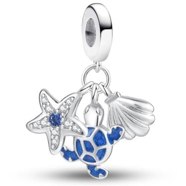 Imagem de 1 peça elegante estrela do mar concha prata berloque contas adequadas para mulheres, faça você mesmo e roupa diária combinando joias decoração para mulheres presente para mãe