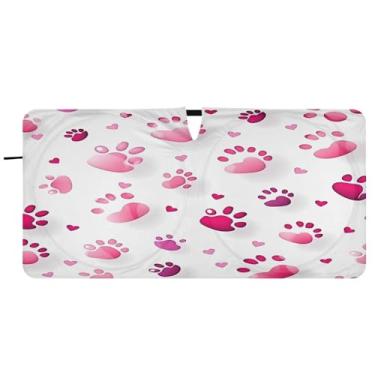 Imagem de CEBUGI Para-brisa de carro dobrável para-sol pegada de animal persianas de janela de carro guarda-chuva dianteiro para-sol para acessórios de carro bloqueador solar refletivo de carro legal, P