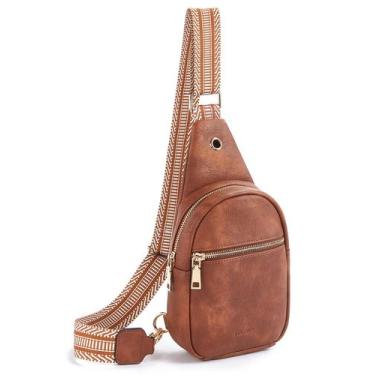 Imagem de Bolsa tipo estilingue Telena Vegan Leather, pequena, tiracolo, marrom