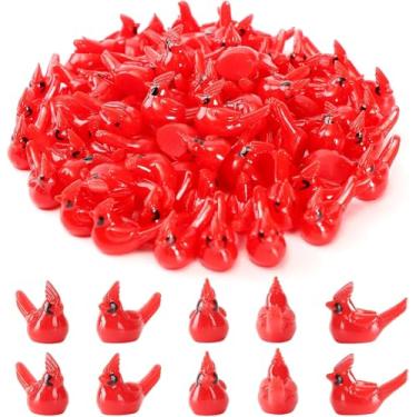 Imagem de 80 PCS Mini Resin Red Cardinal Bird Christmas Ornaments Tiny Animals Figurines Plastic Cardinal for Christmas Tree Ornaments Crafts Cake Topper Garden Lawn Home Holiday Christmas Decorations