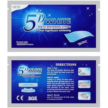 Imagem de Tiras de clareamento dental 5D 21 bolsas 42 peças kit de clareamento dental seguro e eficaz branqueador clareador dental 5D White