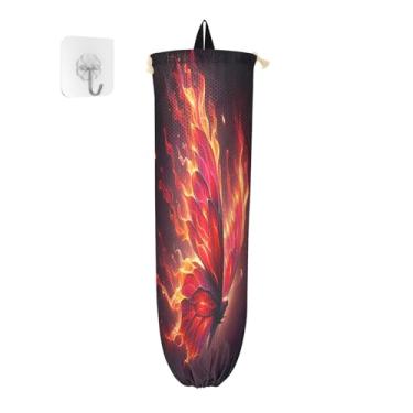 Imagem de Suporte de saco plástico Flying a Red Fire Butterfly, armazenamento de saco plástico de cozinha, dispensador de armazenamento de saco de lixo