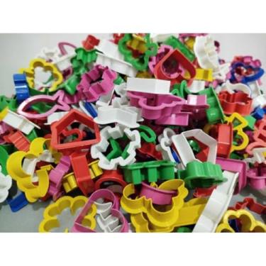 Imagem de kit 100 Cortadores forminhas moldes para massinha de modelar