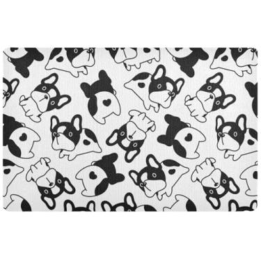 Imagem de TSENQUE Tapete personalizado com pata de cachorro buldogue francês fofo tapete de porta de outono tapete de boas-vindas ao ar livre tapete de banho absorvente de água antiderrapante 81 x 50 cm