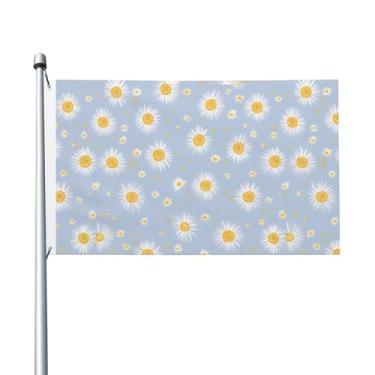 Imagem de Abucaky Bandeira de flores de margarida, bandeira decorativa floral de primavera, bandeira de poliéster durável para casa, exterior, interior