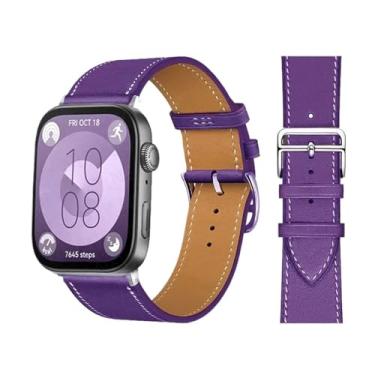 Imagem de XNWKF Pulseira retrô para Huawei Watch Fit 3 pulseira de couro bovino italiano de substituição rápida Correa para Huawei Fit 3 Fit 2 Watch Band (roxo 20, serve 3)
