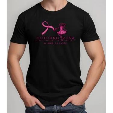 Imagem de Camiseta Camisa Feminina Masculina Algodão Campanha Outubro Rosa Preve