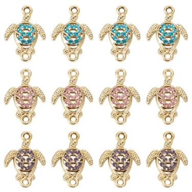 Imagem de 16 peças de liga de strass, conector de tartaruga, pingentes de tartaruga, elos de animais marinhos, joias de verão e praia, pingentes para bricolage, pulseira da amizade, brincos, colares, corrente
