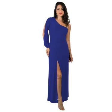 Imagem de Vestido Longo Manga Única Aberta Com Fenda Convidada Casamento - Ella 