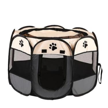 Imagem de Tenda/Cercadinho Dobrável para Cachorros e Gatos, Canil Portátil Grande,Anti-Mosquito(Cinza,L)