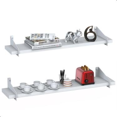 Imagem de 2 Prateleiras De Madeira Estilo Industrial Suspensa Max60Bb - Metalcro