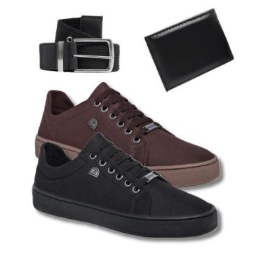 Imagem de Kit 2 Tênis Masculino Casual Confort + Cinto + Carteira Social - Bless