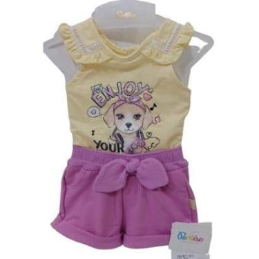 Imagem de Conjunto Luxo Body + Shorts Bebê Menina Paraiso Verão 13972-Feminino