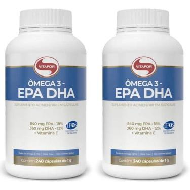 Imagem de Ômega 3 EPA DHA 240 cápsulas Vitafor - 2 unidades - Vitamina E