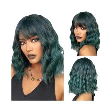 Imagem de Peruca Ombre Loira Curta Ondulada Cosplay Lolita Com Franja, Cabelo Si