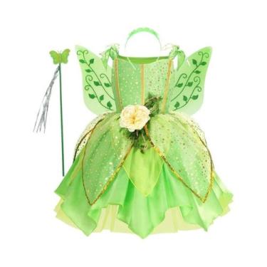 Imagem de Fantasia De Princesa Fada TinkerBell Verde Para Meninas, Vestido De Ha