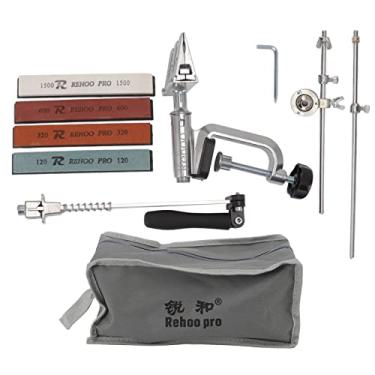 Imagem de Conjunto de afiador de faca de ângulo fixo Kit profissional de pedra de amolar de aço inoxidável com 120 320 600 1500 pedras de grão para chefs de cozinha cozinheiros domésticos