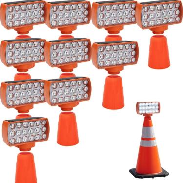 Imagem de Sinalizador Solar Viario Kit 10 Duas Cores Cone Seguranca Noturna Obra Alerta Emergencia Rodovia Estrada Transito