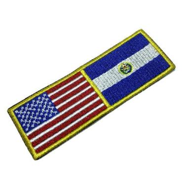 Imagem de BPUSSVT011 Bandeira EUA El Salvador Bordado Termo Adesivo - BR44