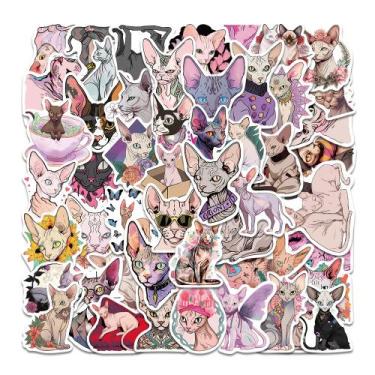 Imagem de Pacote de adesivos Sphynx Cat Canadian Hairless Cartoon Vinyl x50 - yi