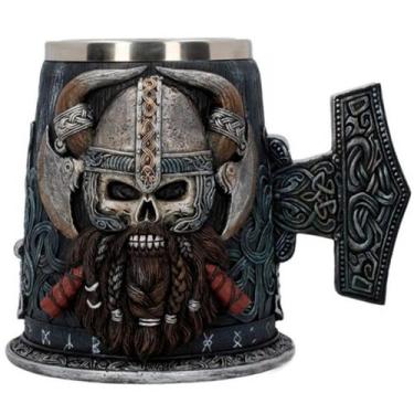 Imagem de Caneca Viking Skull, capacidade de 350 ml, forro de aço inoxidável - y