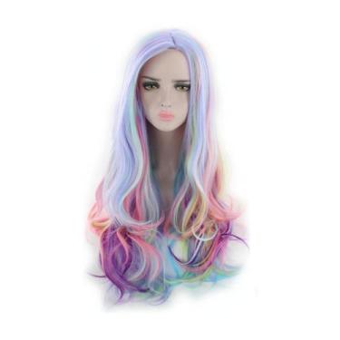 Imagem de Peruca Cosplay Lolita Split Rainbow Synthetic 65-70cm para Ha - taiyua