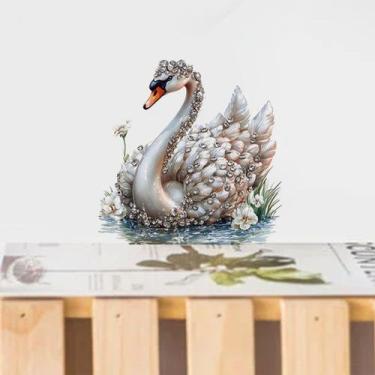 Imagem de Adesivos de parede Elegant Swan Diamond Design 3D Effect PVC - yiweisa