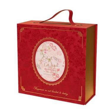 Imagem de Caixa de lembrancinhas de casamento elegante vermelha floral vintage 2